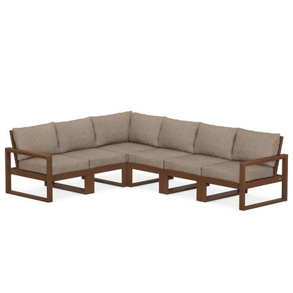 POLYWOOD EDGE 6-Piece Modular Sectional in Teak / Spiced Burlap