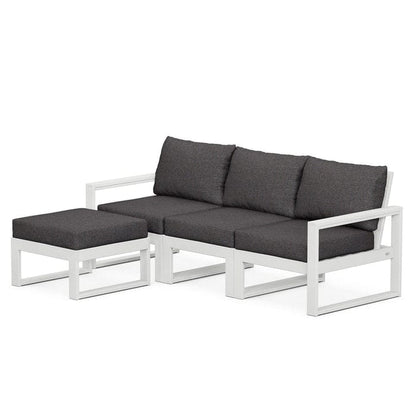 POLYWOOD EDGE 4-Piece Modular Sectional with Ottoman in White / Ash Charcoal