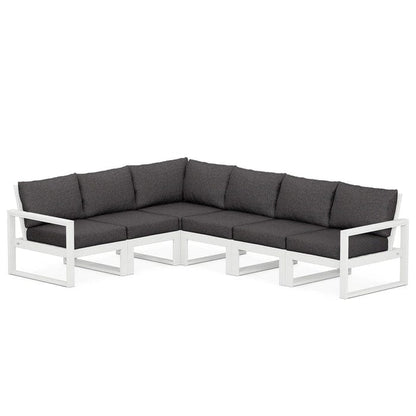 POLYWOOD EDGE 6-Piece Modular Sectional in White / Ash Charcoal