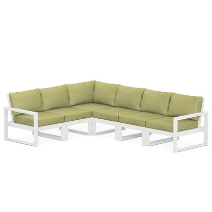 POLYWOOD EDGE 6-Piece Modular Sectional in White / Chartreuse Boucle