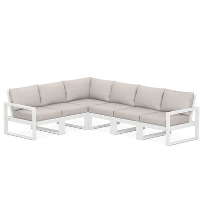 POLYWOOD EDGE 6-Piece Modular Sectional in White / Dune Burlap