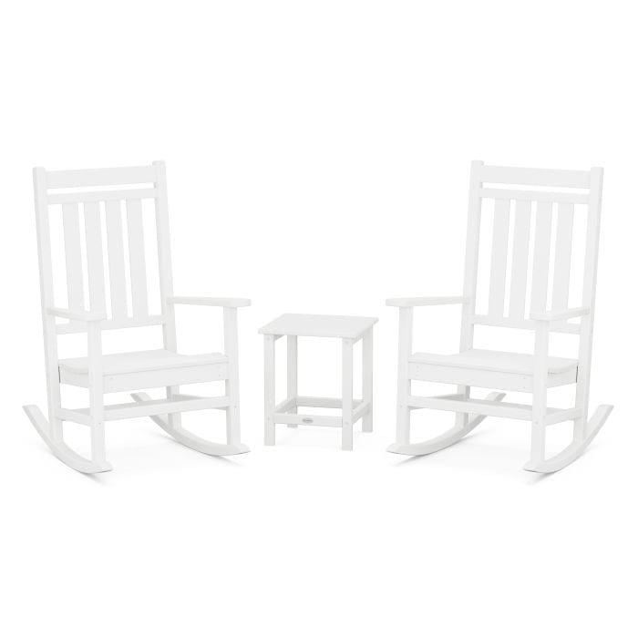 Polywood Estate 3-Piece Rocking Chair Set with Long Island 18&quot; Side Table - Casual Furniture World