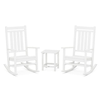 Polywood Polywood White Estate 3-Piece Rocking Chair Set with Long Island 18&quot; Side Table
