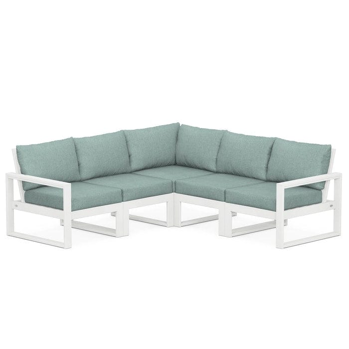 POLYWOOD EDGE 5-Piece Modular Sectional in White / Glacier Spa