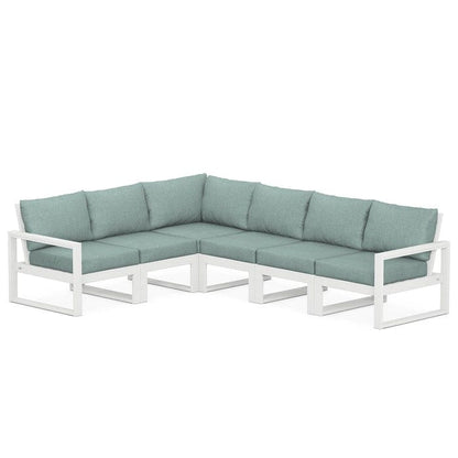 POLYWOOD EDGE 6-Piece Modular Sectional in White / Glacier Spa