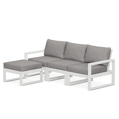 POLYWOOD EDGE 4-Piece Modular Sectional with Ottoman in White / Grey Mist