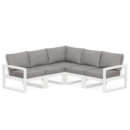 Polywood Polywood White / Grey Mist Polywood EDGE 5-Piece Modular Deep Seating Set