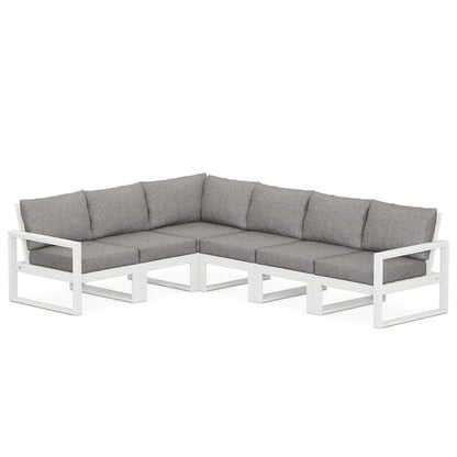 POLYWOOD EDGE 6-Piece Modular Sectional in White / Grey Mist