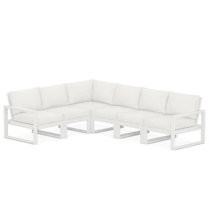 POLYWOOD EDGE 6-Piece Modular Sectional in White / Natural Linen