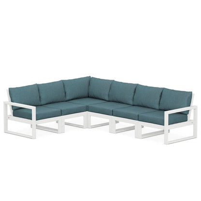 POLYWOOD EDGE 6-Piece Modular Sectional in White / Ocean Teal