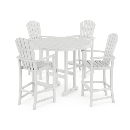 Polywood Palm Coast 5-Piece Round Farmhouse Bar Set - Casual Furniture World