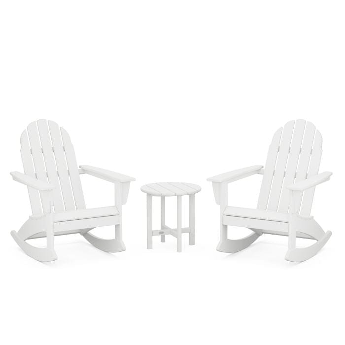 Polywood Vineyard 3-Piece Adirondack Rocking Chair Set with 18&quot; Round Table - Casual Furniture World