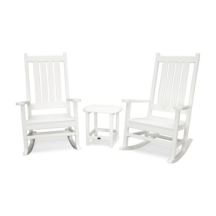 Polywood Vineyard 3-Piece Rocking Chair Set with South Beach 18&quot; Side Table - Casual Furniture World