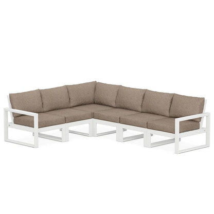 POLYWOOD EDGE 6-Piece Modular Sectional in White / Spiced Burlap