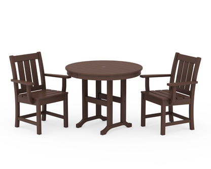 POLYWOOD Oxford 3-Piece Farmhouse Dining Set in Mahogany