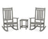 POLYWOOD Estate 3-Piece Rocking Chair Set with Long Island 18" Side Table in Slate Grey