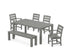 POLYWOOD Lakeside 6-Piece Parsons Dining Set with Bench with Lakeside Dining Side Chair in Slate Grey