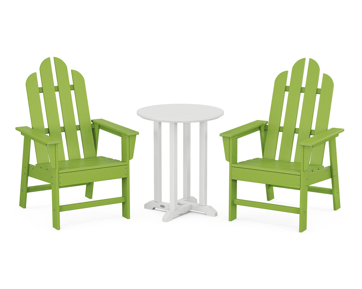 POLYWOOD Long Island 3-Piece Round Bistro Dining Set in Lime / White