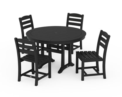 POLYWOOD La Casa Café 5-Piece Side Chair Dining Set - 48" Table in Black