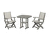 POLYWOOD Coastal Folding Chair 3-Piece Dining Set in Slate Grey / Birch