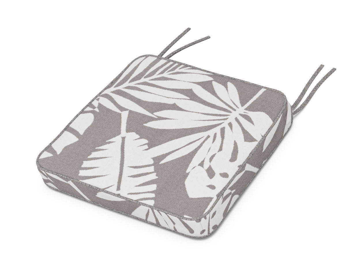 POLYWOOD Chinoiserie Side Chair Seat Cushion in Leaf Grey Mist