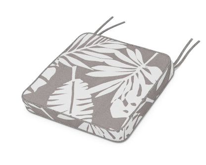 POLYWOOD Chinoiserie Side Chair Seat Cushion in Leaf Grey Mist