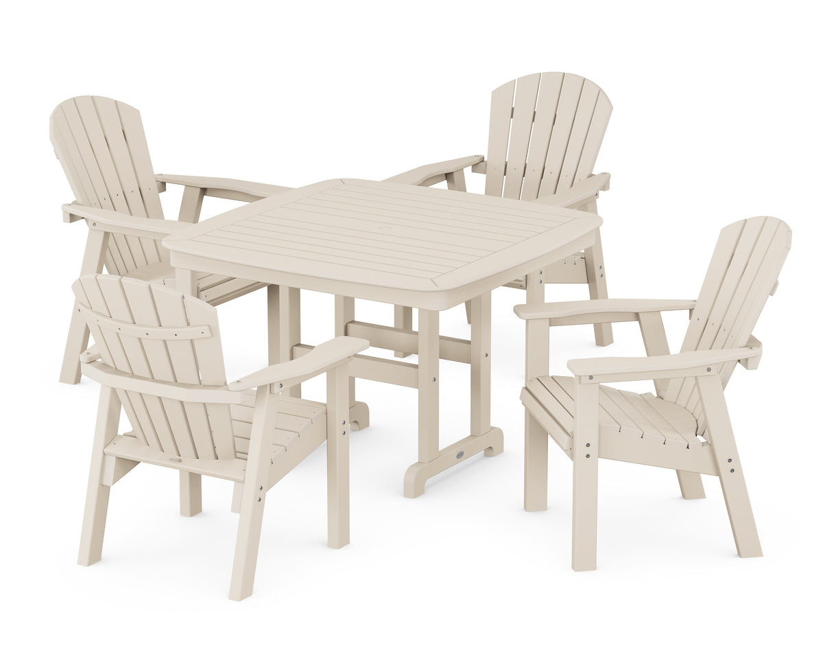 POLYWOOD Seashell 5-Piece Dining Set with Trestle Legs - 44" Table in Sand