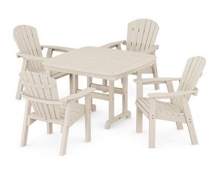 POLYWOOD Seashell 5-Piece Dining Set with Trestle Legs - 44" Table in Sand