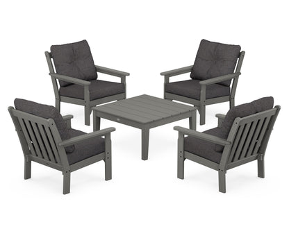 POLYWOOD Vineyard 5-Piece Deep Seating Conversation Set in Slate Grey / Ash Charcoal