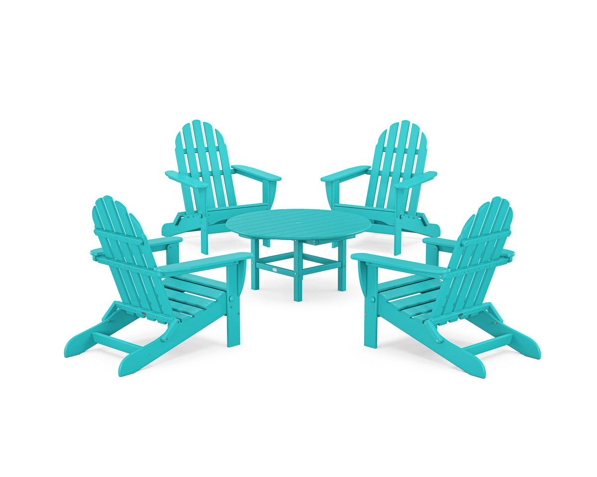 POLYWOOD Classic Folding Adirondack 5-Piece Conversation Group in Aruba