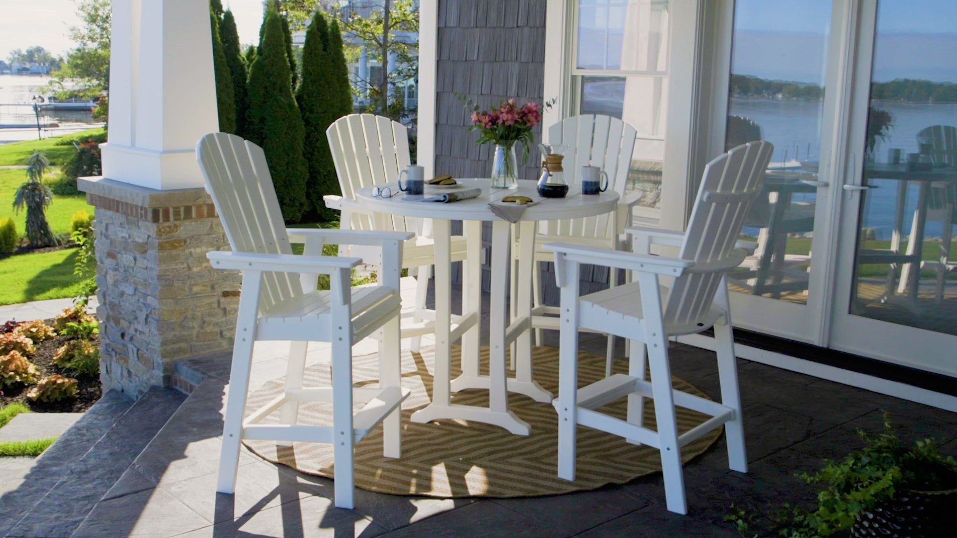 POLYWOOD Nautical Curveback Adirondack Bar Chair