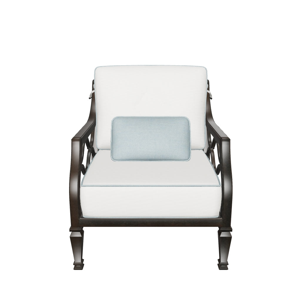 Castelle Villa Bianca Cushioned Lounge Chair 3D model (Antique Auburn frame, Bergen Beige fabric) - drag to rotate