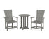POLYWOOD Quattro 3-Piece Round Farmhouse Bistro Dining Set in Slate Grey