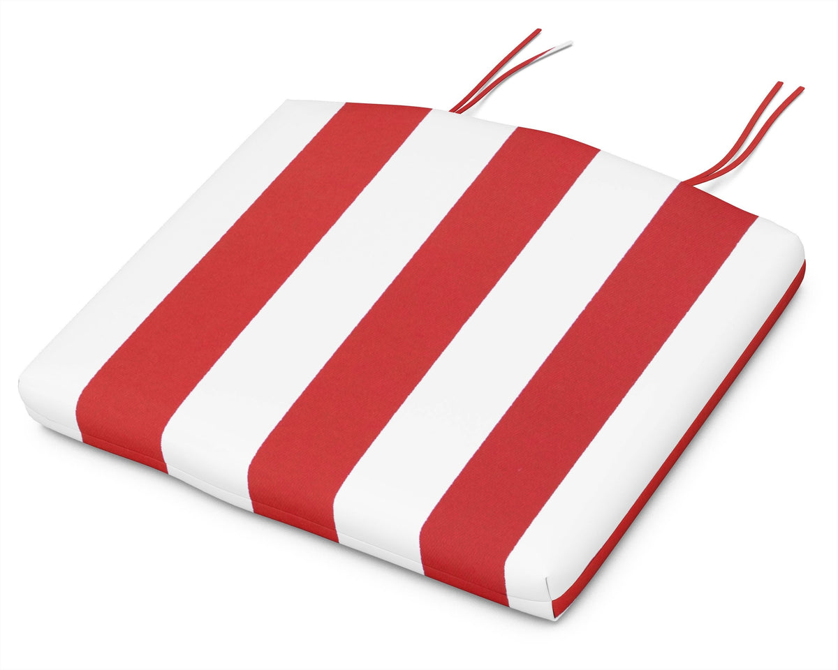 POLYWOOD Standard Seat Cushion 18.5"D x 24"W x 2.5"H in Cabana Stripe Crimson