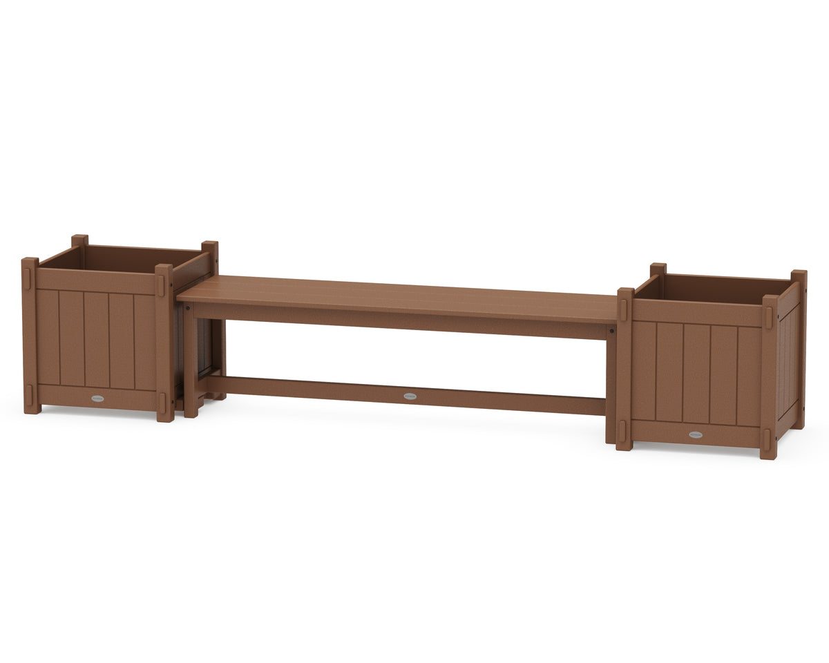 POLYWOOD 60" Vineyard Straight Planter Bench Set - Large in Teak