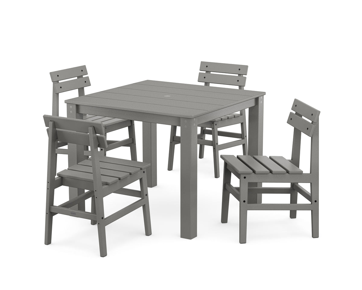 POLYWOOD Modern Studio Plaza Chair 5-Piece Parsons Dining Set in Slate Grey