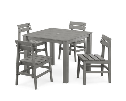 POLYWOOD Modern Studio Plaza Chair 5-Piece Parsons Dining Set in Slate Grey