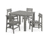 POLYWOOD Modern Studio Plaza Chair 5-Piece Parsons Dining Set in Slate Grey