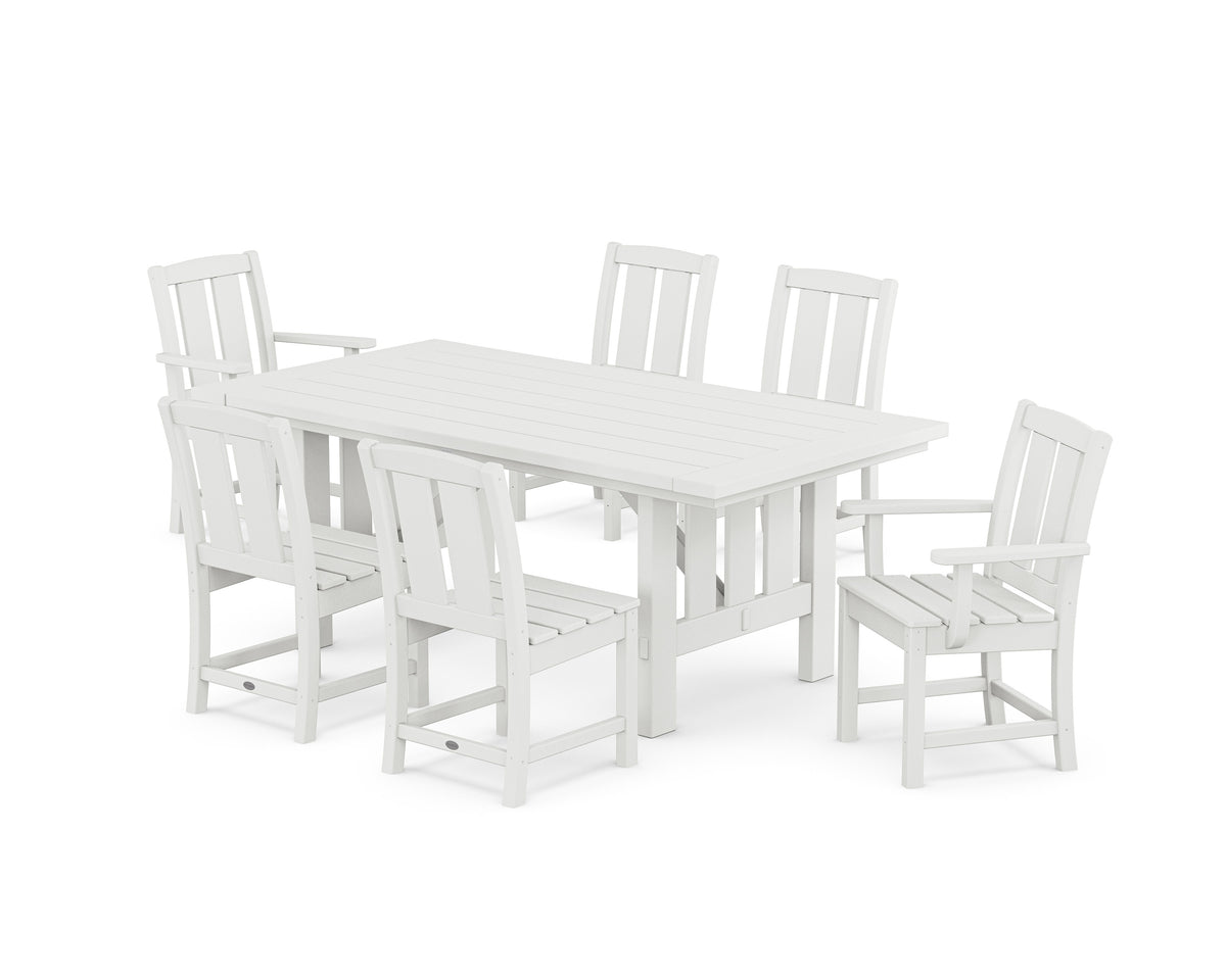 POLYWOOD Mission 7-Piece Dining Set with Mission Table in White