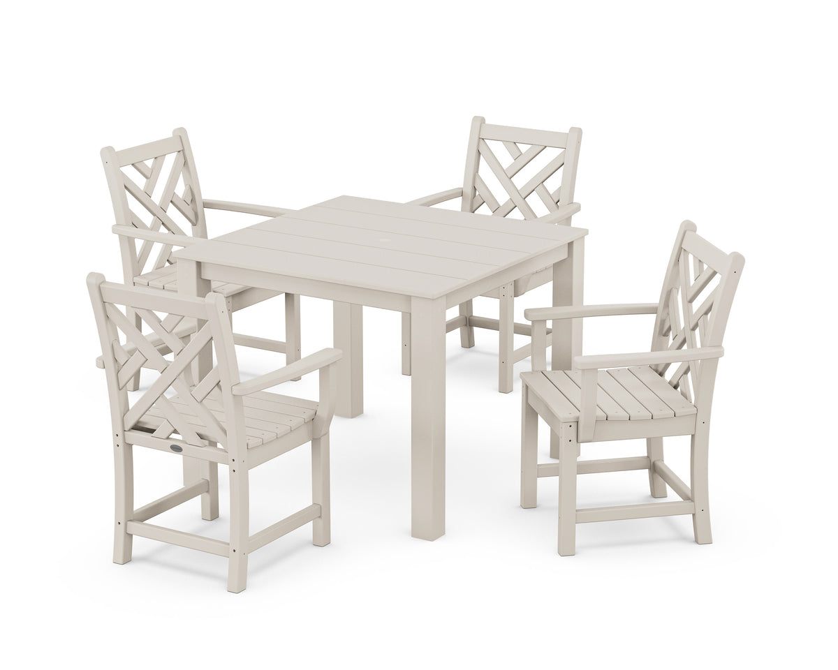 POLYWOOD Chippendale 5-Piece Parsons Dining Set in Sand