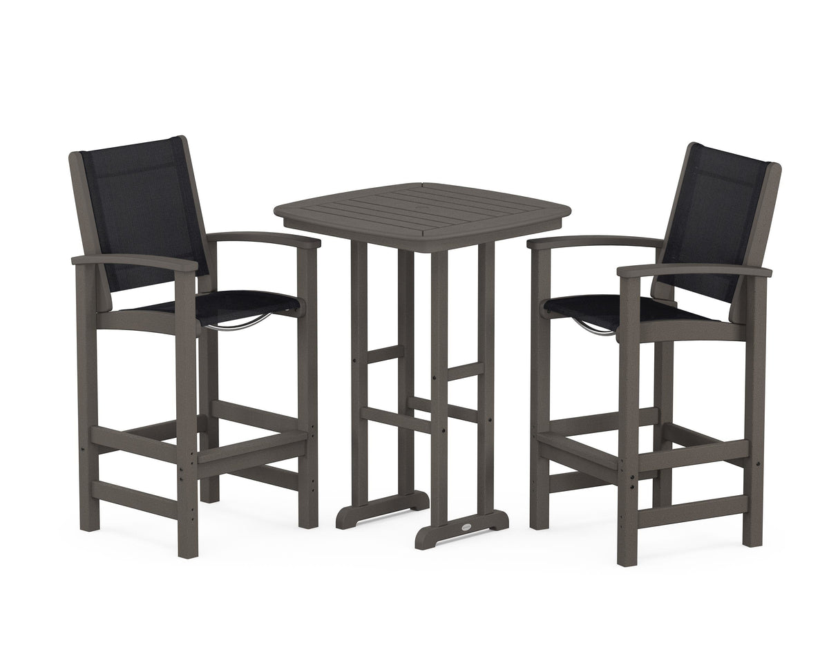 POLYWOOD Coastal 3-Piece Bar Set in Vintage Coffee / Black