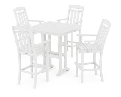 POLYWOOD Cottage 5-Piece Bar Set with Trestle Legs in White