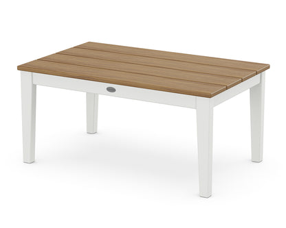 POLYWOOD Newport 22" x 36" Coffee Table in White / Natural