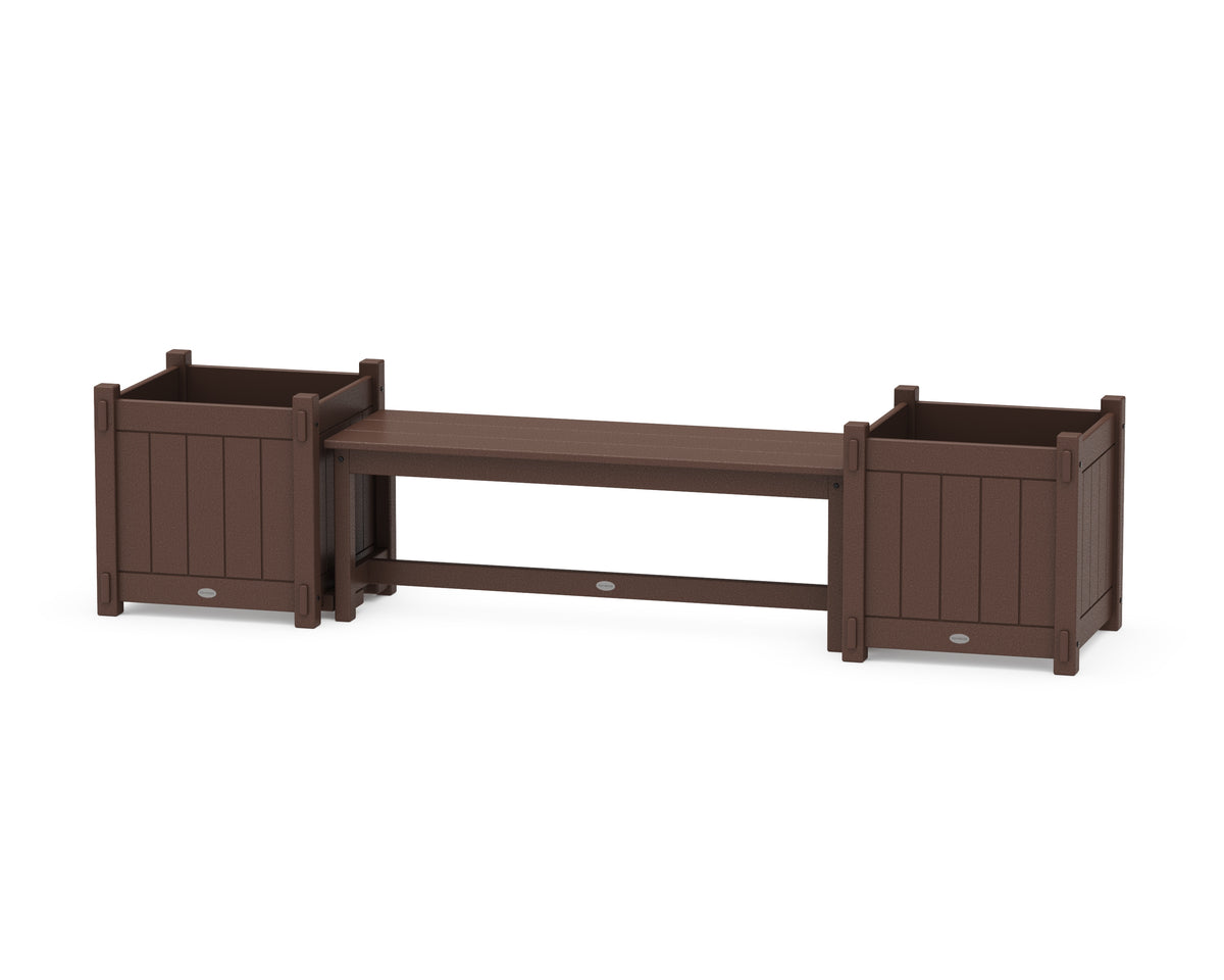 POLYWOOD 48" Vineyard Straight Planter Bench Set - Large in Mahogany