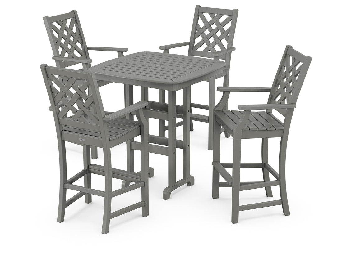 POLYWOOD Country Living Wovendale 5-Piece Bar Set in Slate Grey