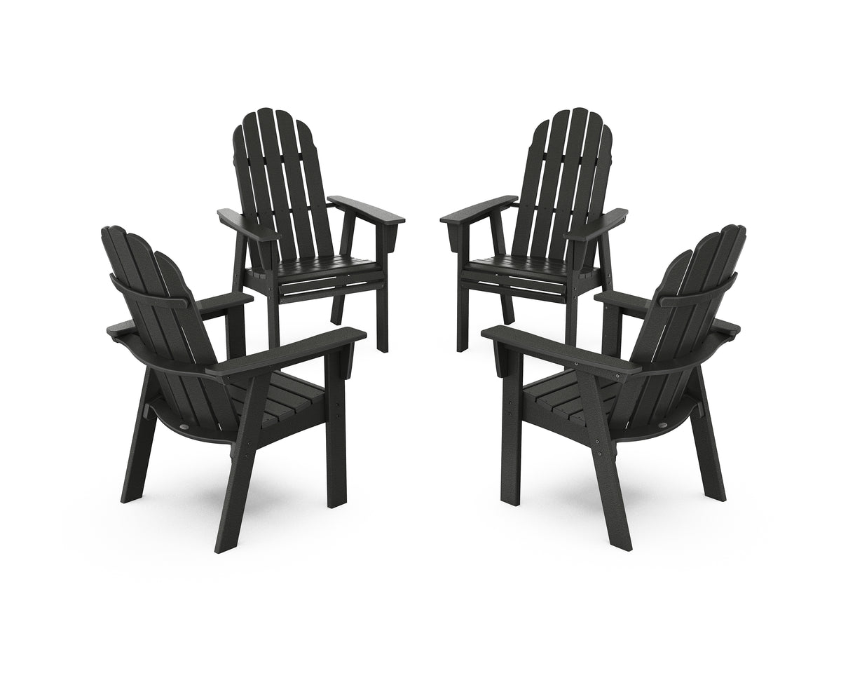 POLYWOOD Vineyard 4-Piece Curveback Upright Adirondack Conversation Set in Black