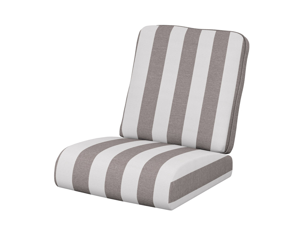 POLYWOOD Club Seat/Back Cushion in Cabana Stripe Grey Mist