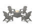 POLYWOOD 5-Piece Nautical Grand Adirondack Conversation Set with Fire Pit Table in Slate Grey