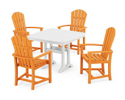 POLYWOOD Palm Coast 5-Piece Dining Set with Trestle Legs - 37" Table in Tangerine / White