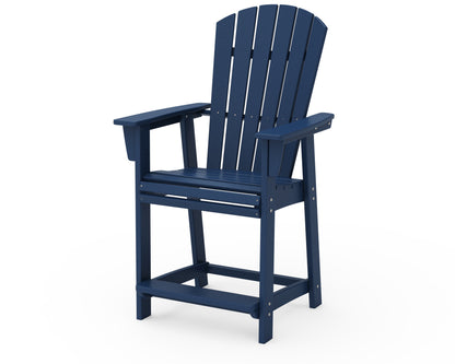 POLYWOOD Nautical Curveback Adirondack Counter Chair in Navy